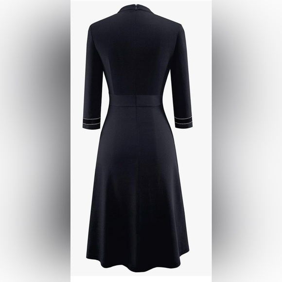 HOMEYEE Women's Chic Crew Neck 3/4 Sleeve Party Homecoming Aline Dress A135 - Picture 3 of 6